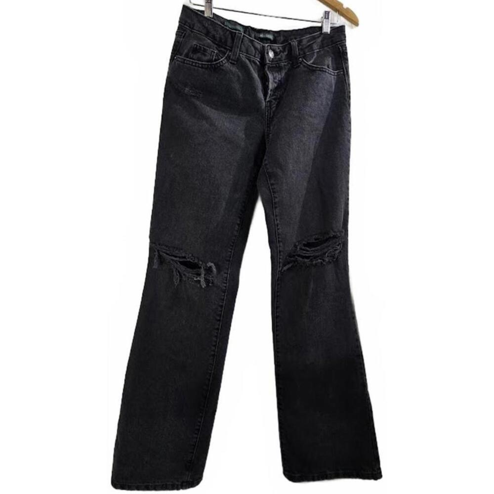 Wild Fable Black Distressed Straight Leg Jeans Low-Rise Boot Cut Size 5